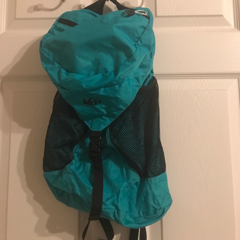 Blue REI hiking backpack